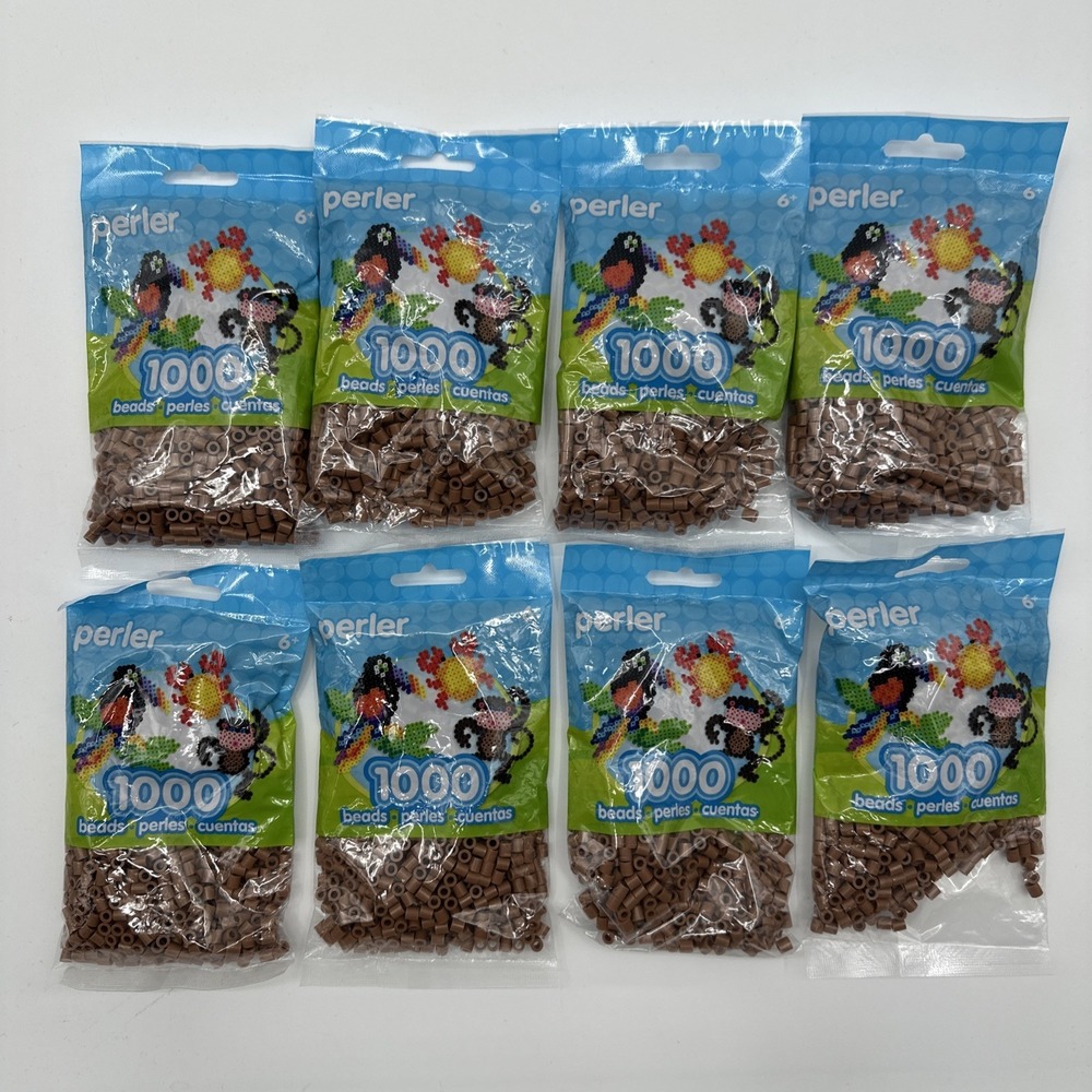 Lot Of 8 x 1,000 Perler Light Brown Color Iron On Fuse Beads 80-19021 Brand New